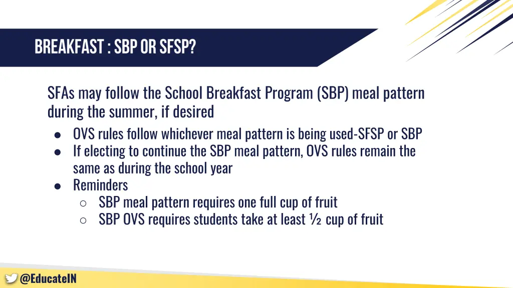 sfas may follow the school breakfast program