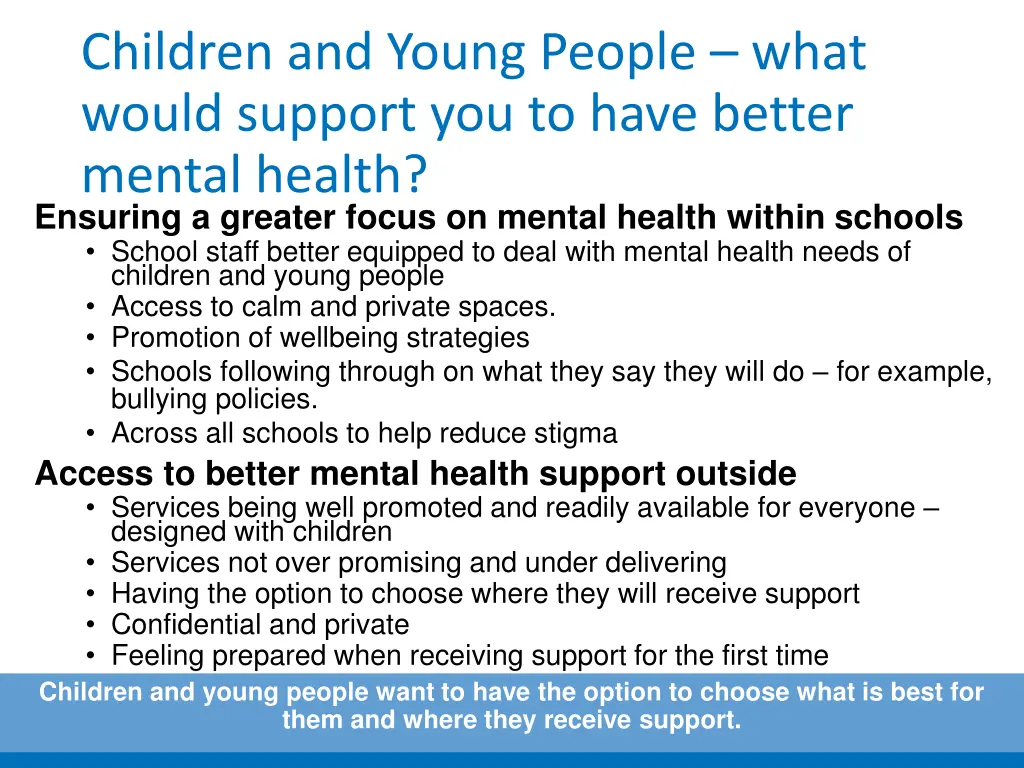 children and young people what would support