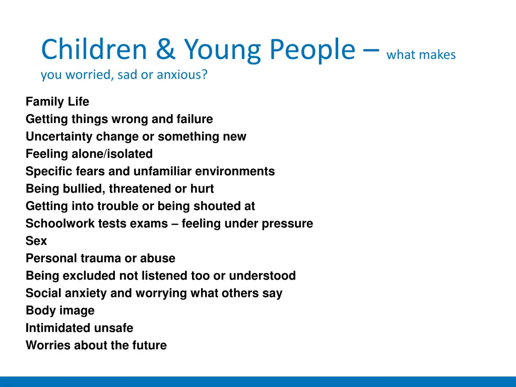 children young people what makes you worried