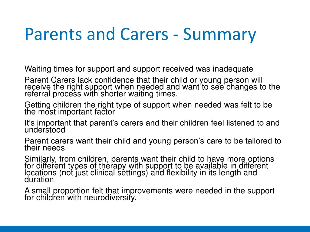 parents and carers summary