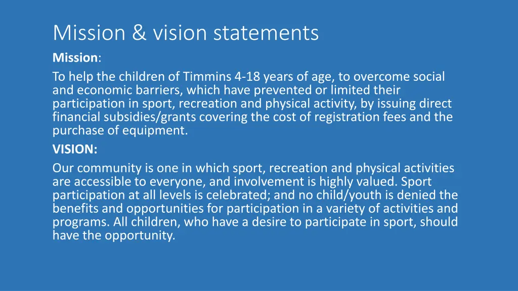 mission vision statements mission to help