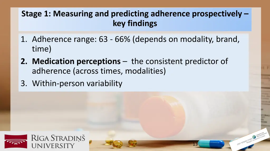 stage 1 measuring and predicting adherence