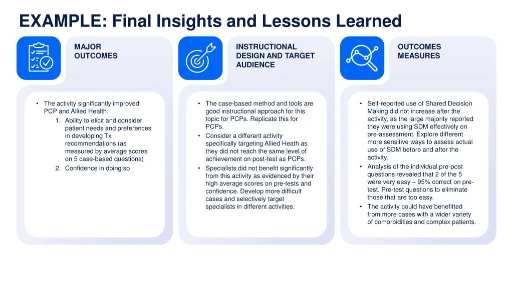 example final insights and lessons learned