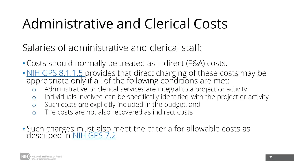administrative and clerical costs