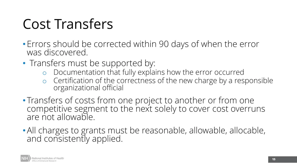 cost transfers