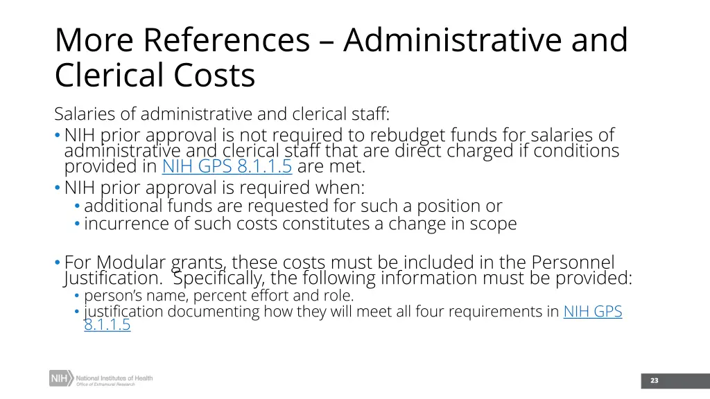 more references administrative and clerical costs