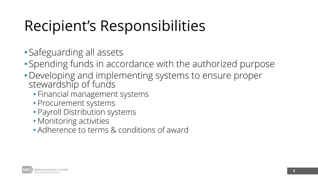 recipient s responsibilities