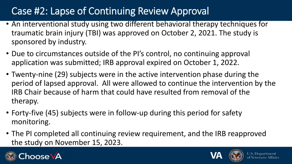 case 2 lapse of continuing review approval case