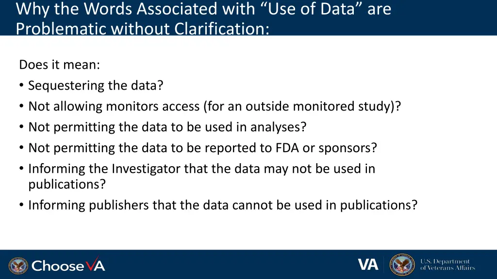 why the words associated with use of data