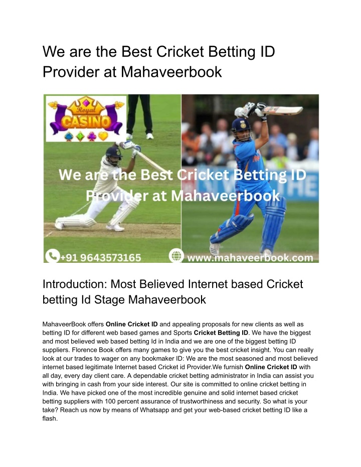 we are the best cricket betting id provider