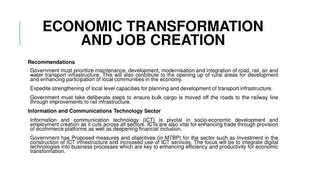 economic transformation and job creation 8