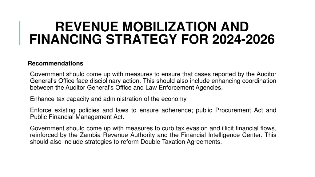 revenue mobilization and financing strategy