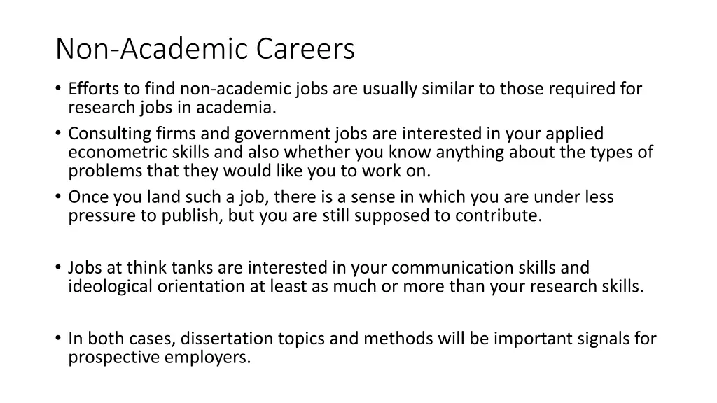 non academic careers