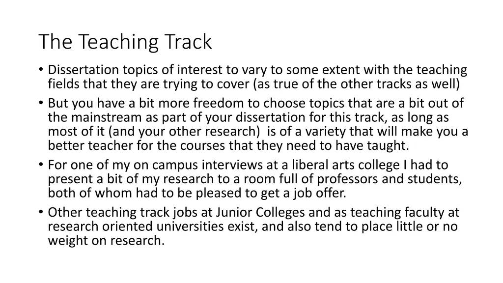 the teaching track dissertation topics