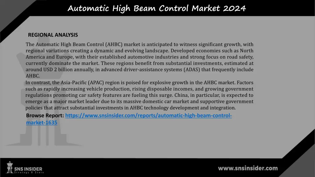 automatic high beam control market 2024 2