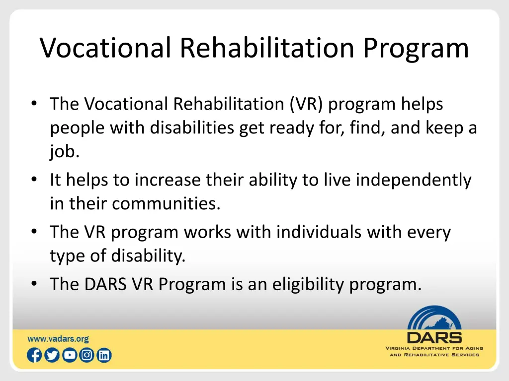 vocational rehabilitation program