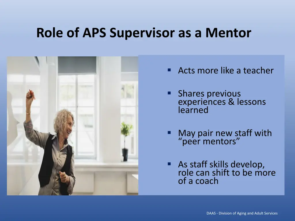 role of aps supervisor as a mentor