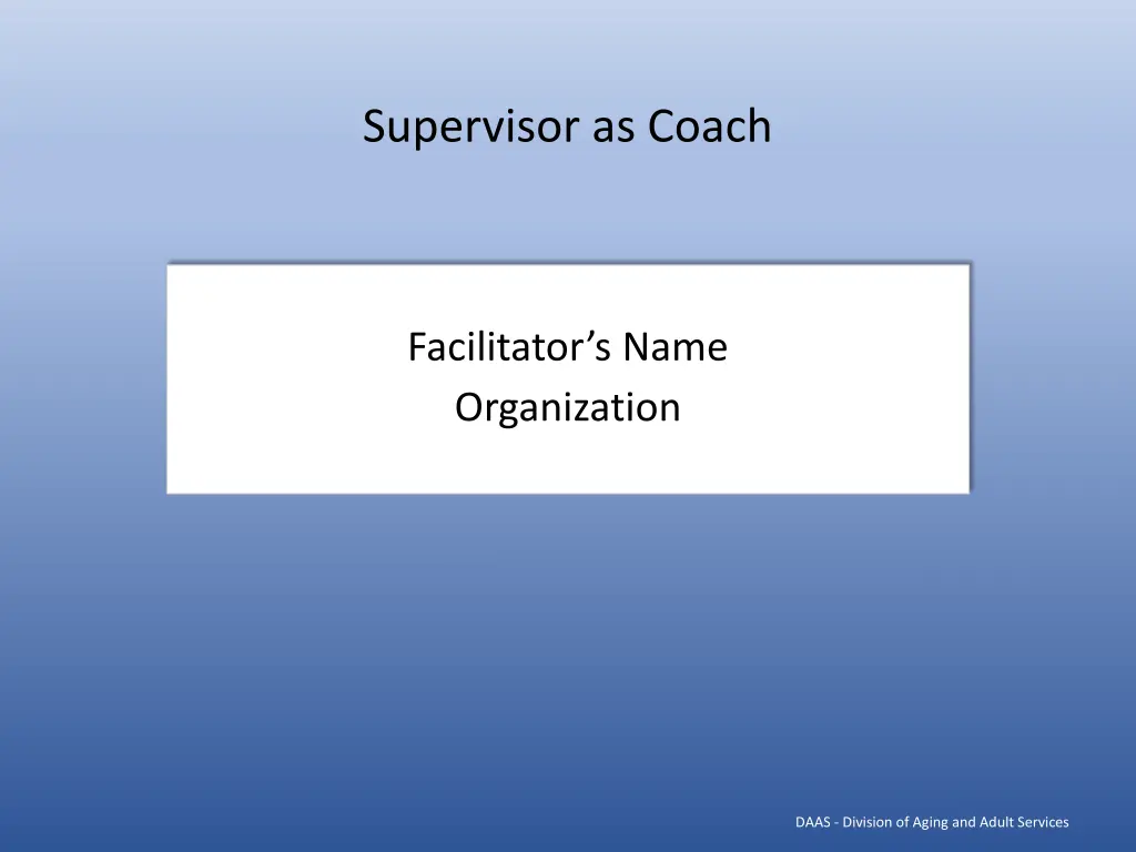 supervisor as coach