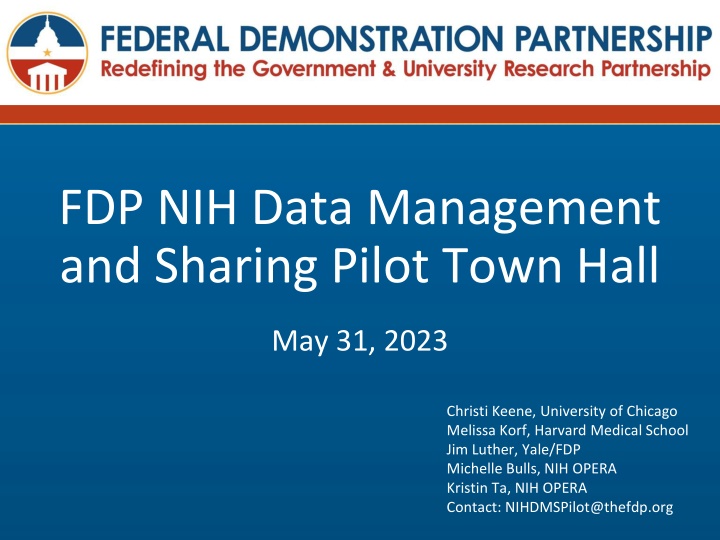 fdp nih data management and sharing pilot town