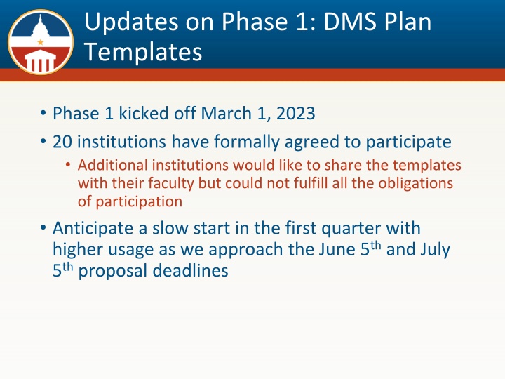 updates on phase 1 dms plan templates