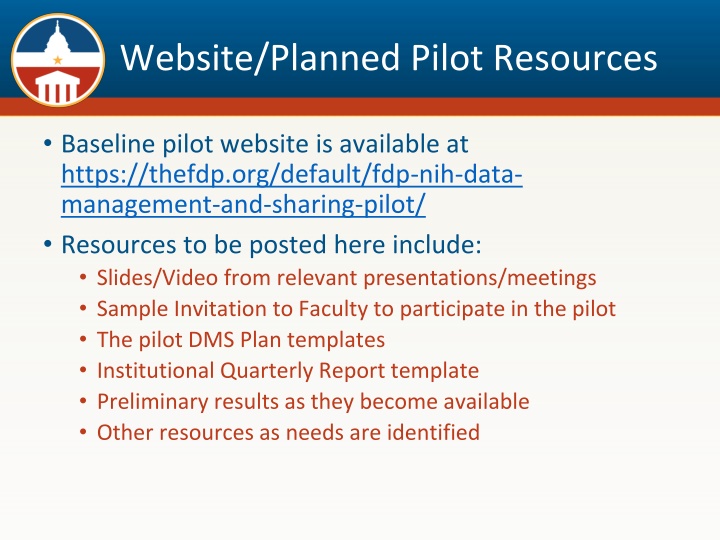 website planned pilot resources