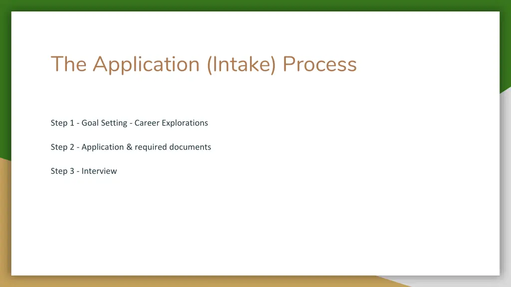 the application intake process