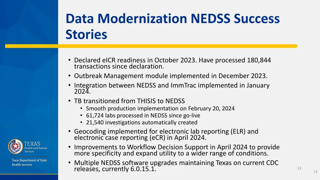 data modernization nedss success stories