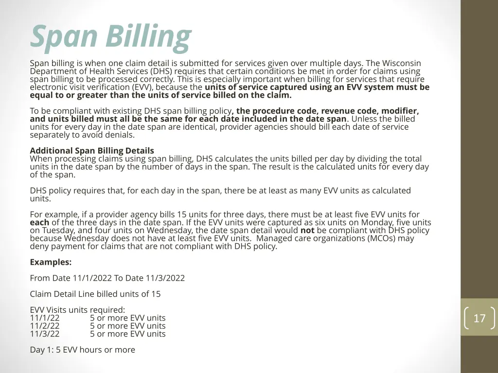 span billing span billing is when one claim