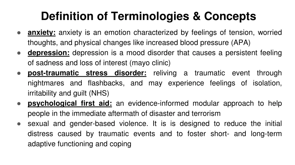 definition of terminologies concepts 1