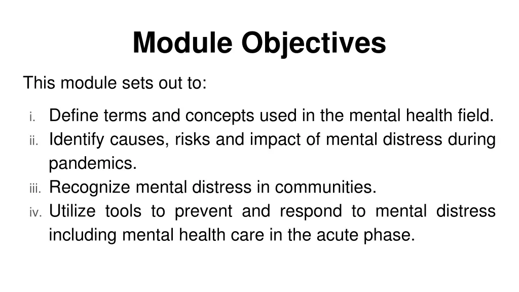 module objectives