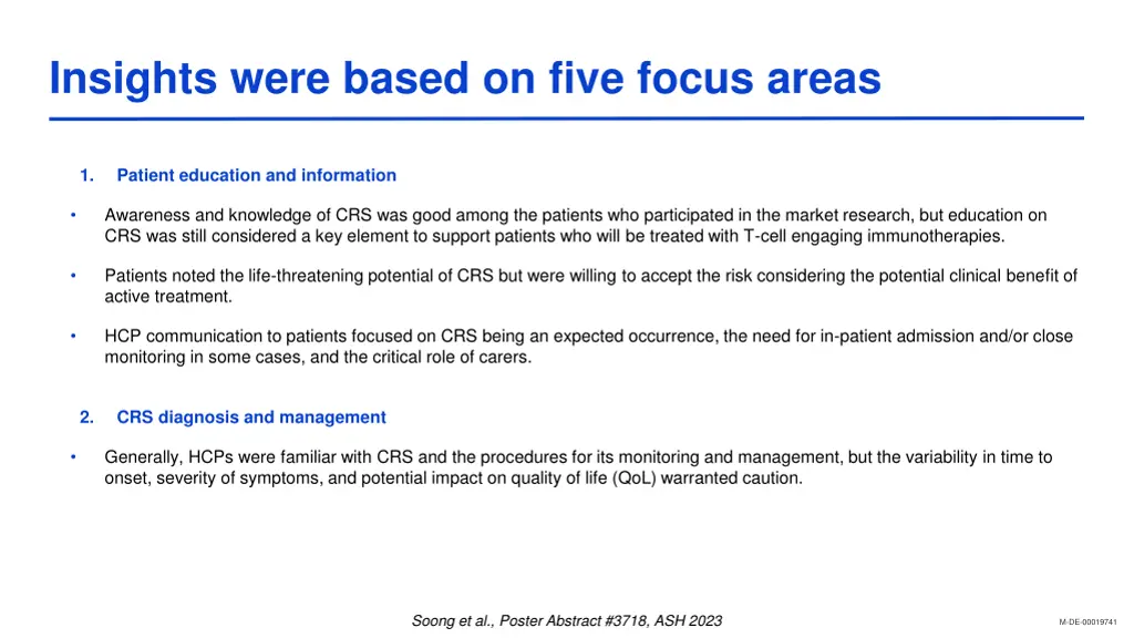 insights were based on five focus areas