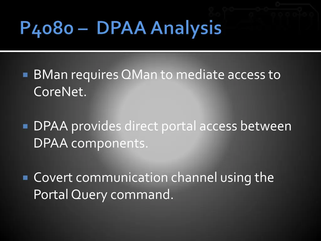 bman requires qman to mediate access to corenet