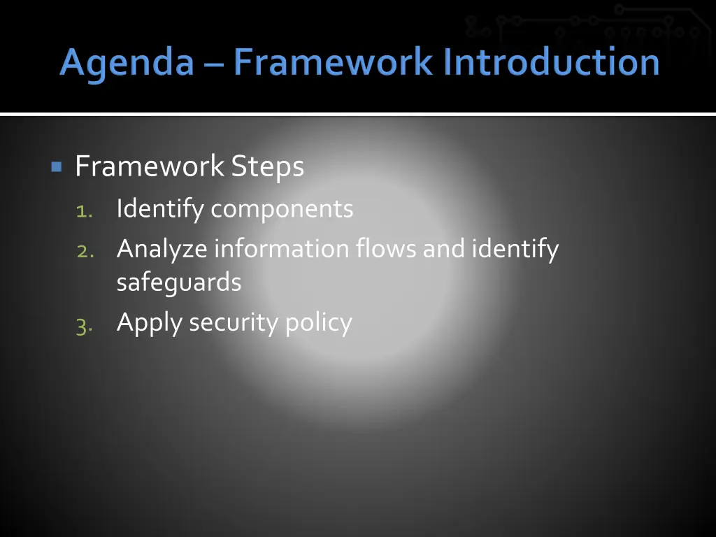 framework steps 1 identify components 2 analyze