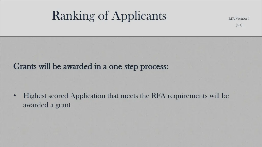 ranking of applicants