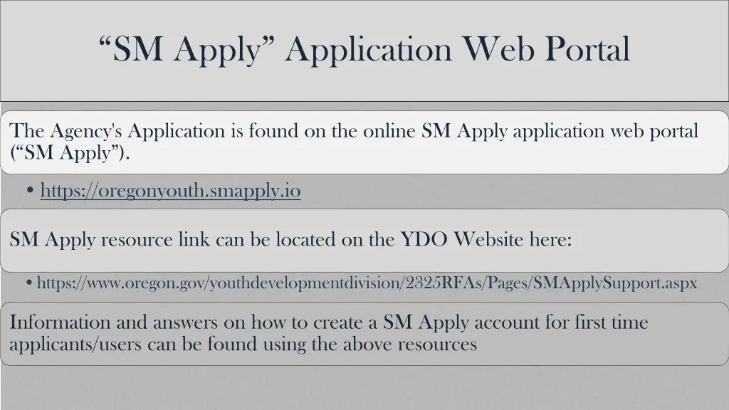 sm apply application web portal