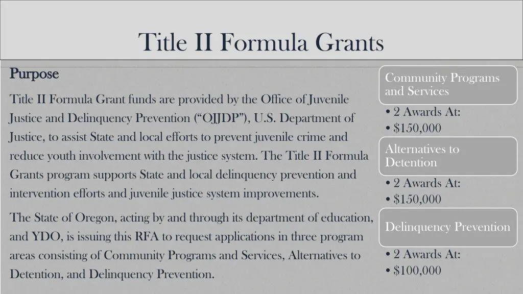 title ii formula grants