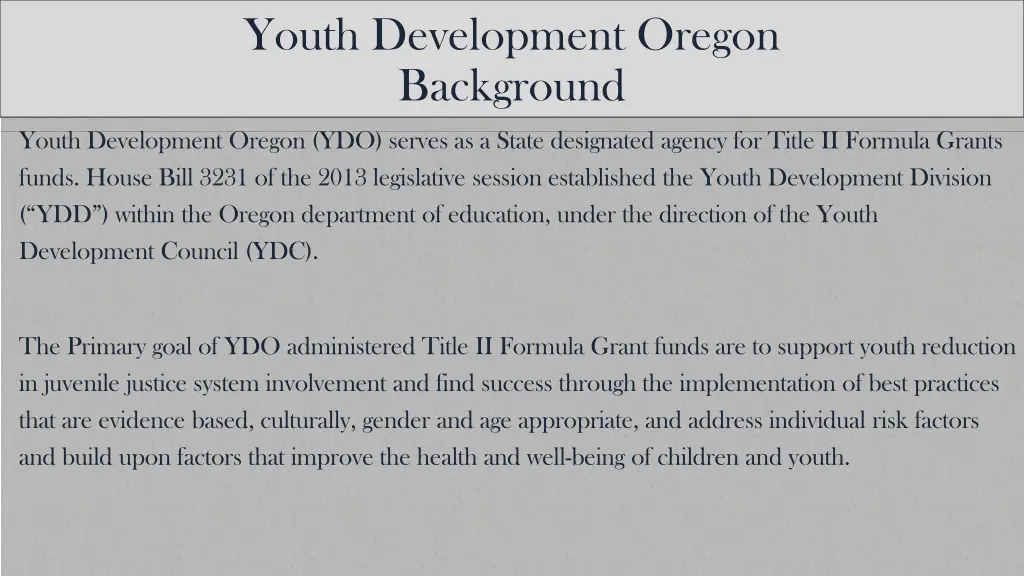 youth development oregon background
