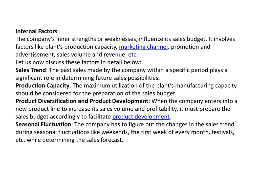 internal factors the company s inner strengths