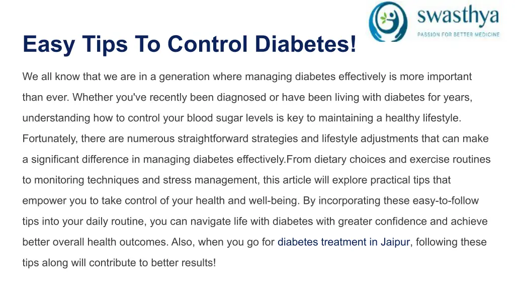 easy tips to control diabetes