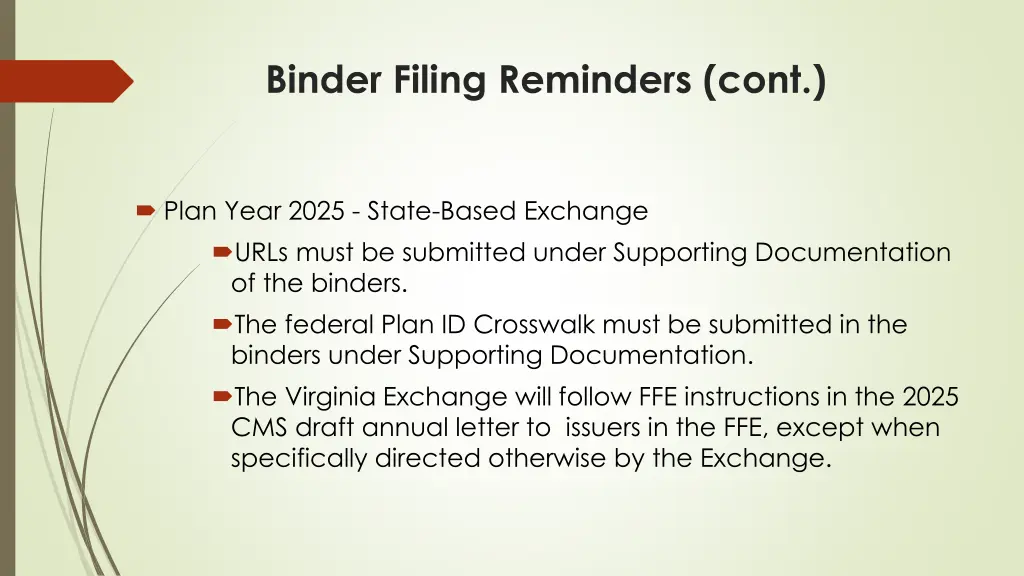 binder filing reminders cont