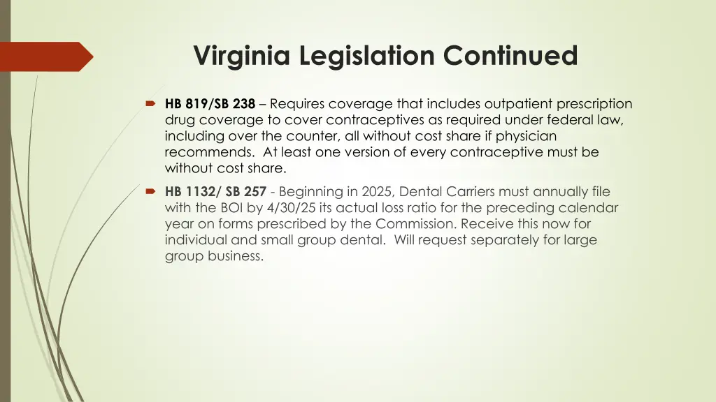 virginia legislation continued