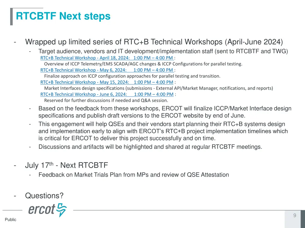 rtcbtf next steps