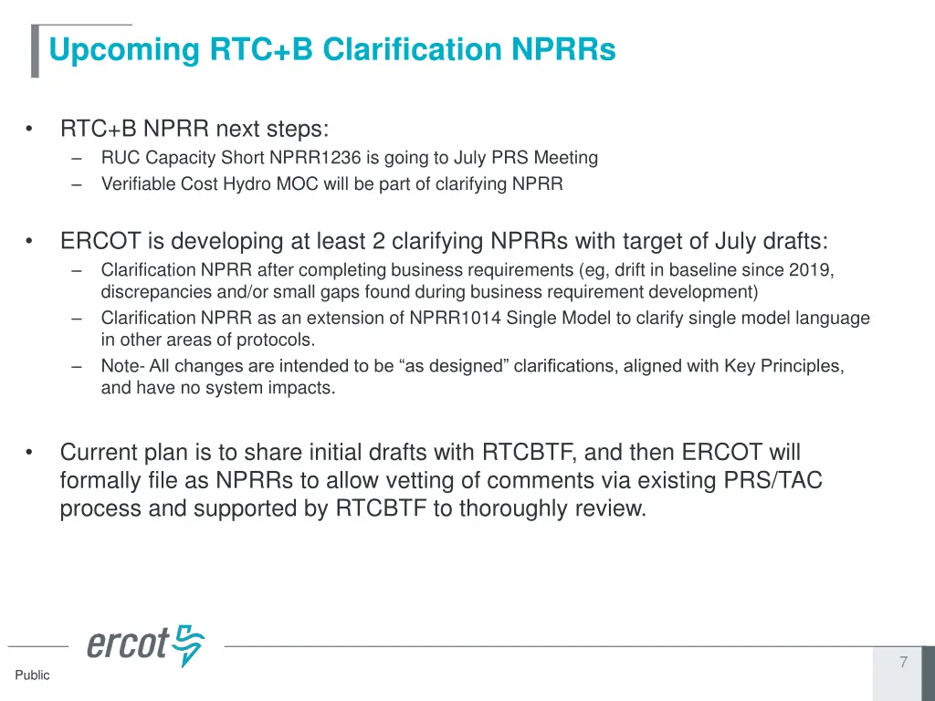 upcoming rtc b clarification nprrs