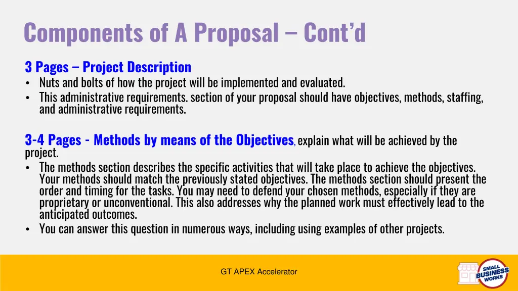 components of a proposal cont d