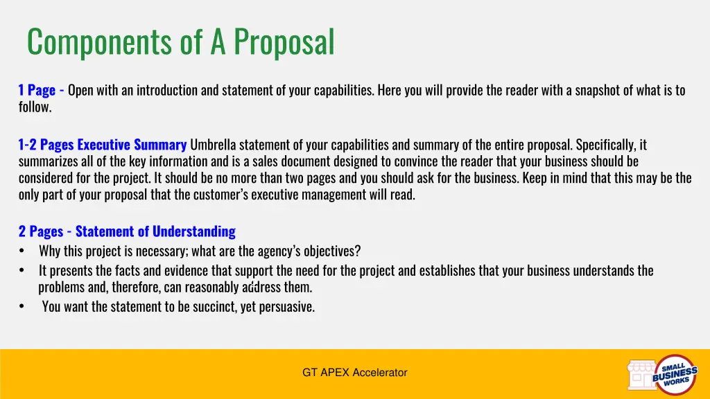 components of a proposal