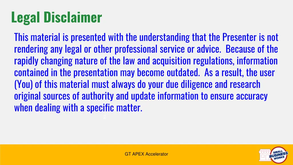 legal disclaimer this material is presented with