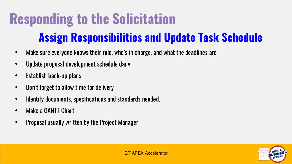 responding to the solicitation assign