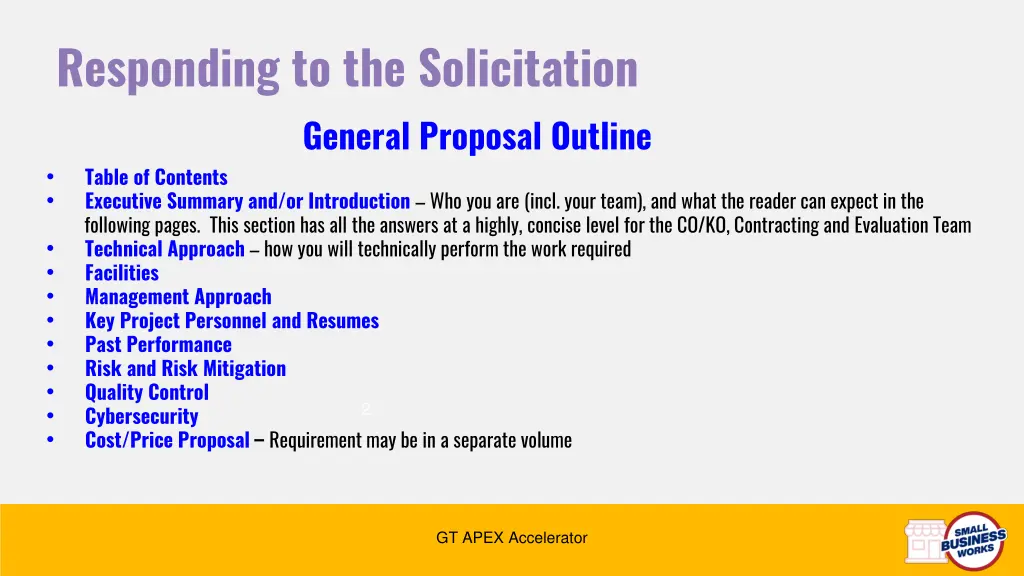 responding to the solicitation general proposal