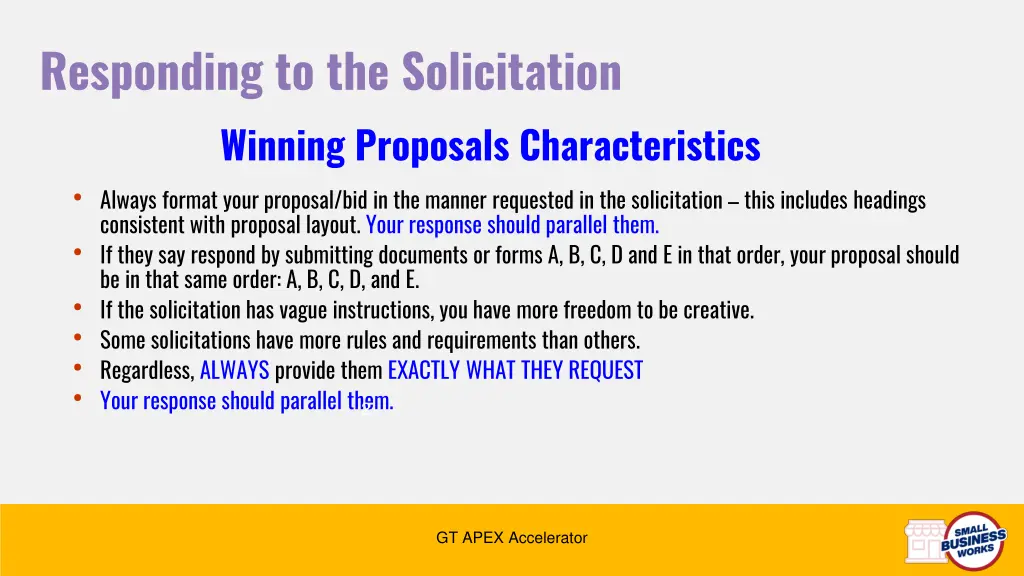 responding to the solicitation winning proposals