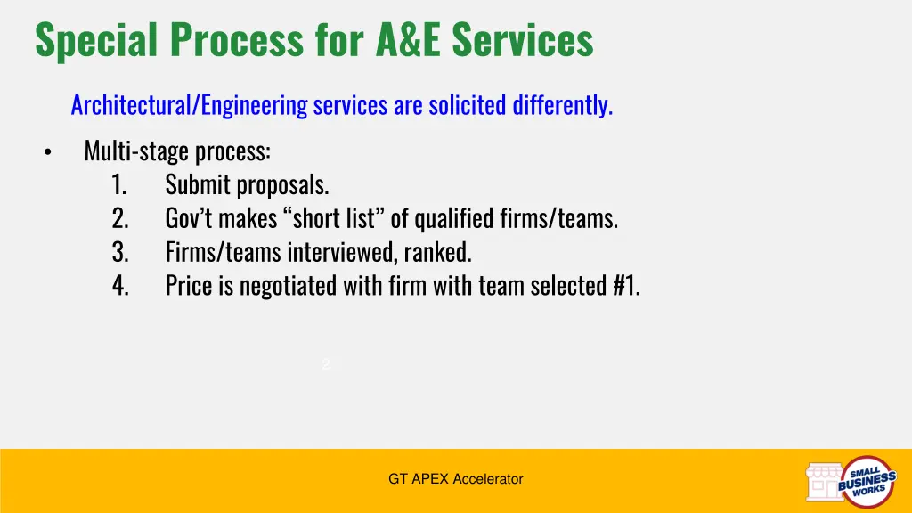 special process for a e services